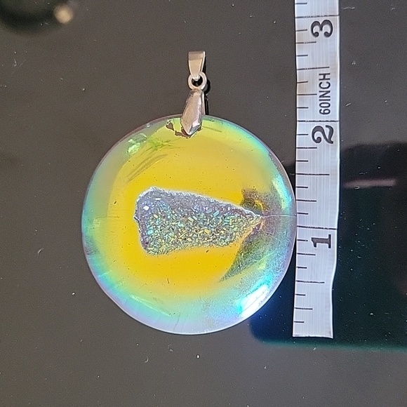 Rainbow Druzy pendant with silver - Picture 5 of 5